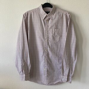 Old Navy Red Plaid Long Sleeve Button Down Shirt Mens Size Large Pocket Cotton‎
